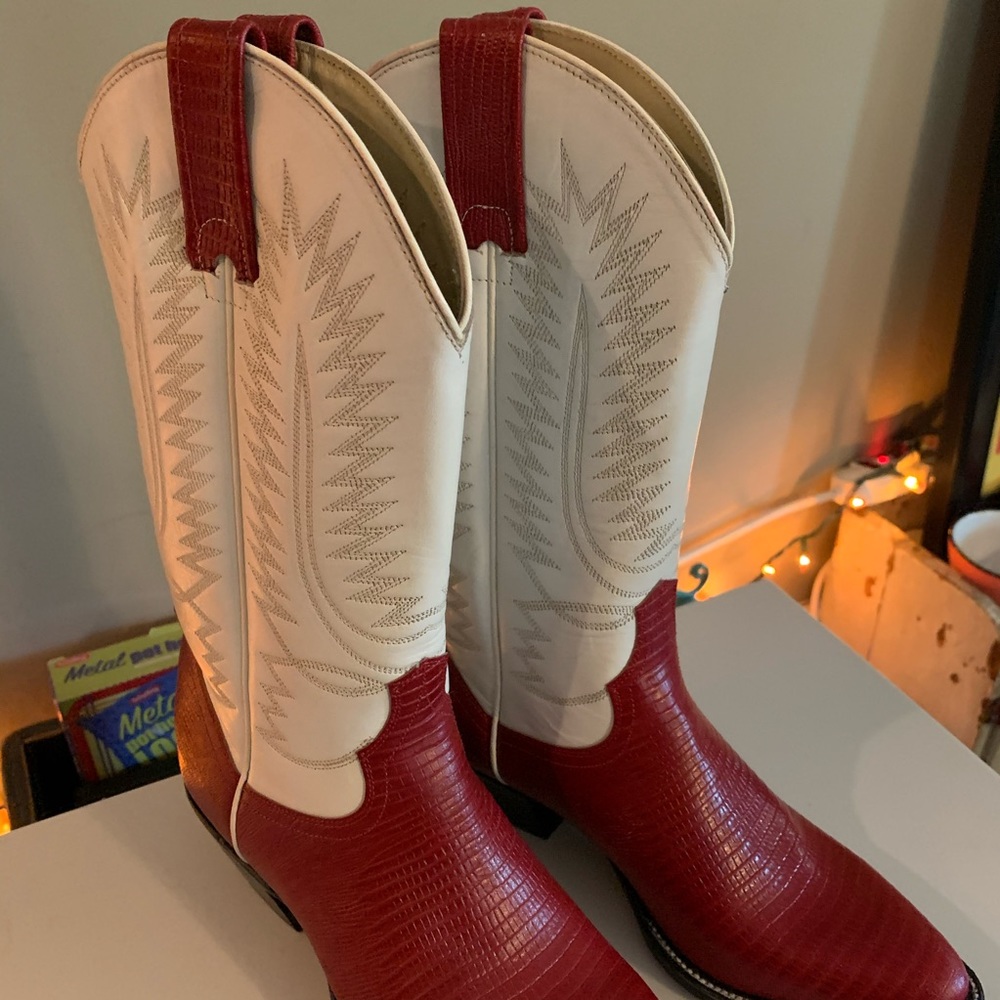 Vintage 1980s Red & White LJ Simone Cowgirl Boots